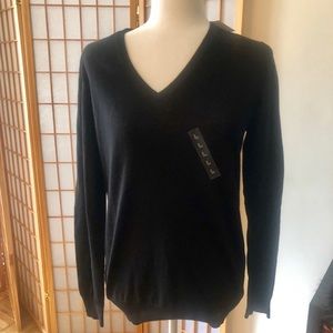 Black wool V-neck sweater